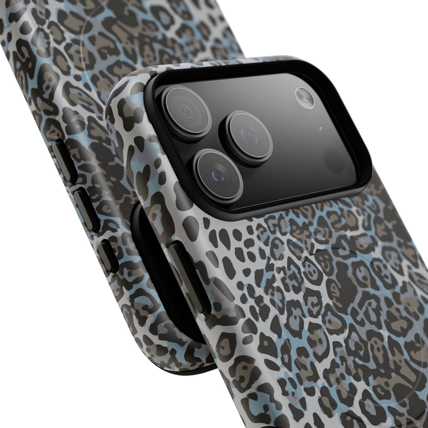 Magnetic Phone Case — Blue Leopard Print Tough Protective Cover
