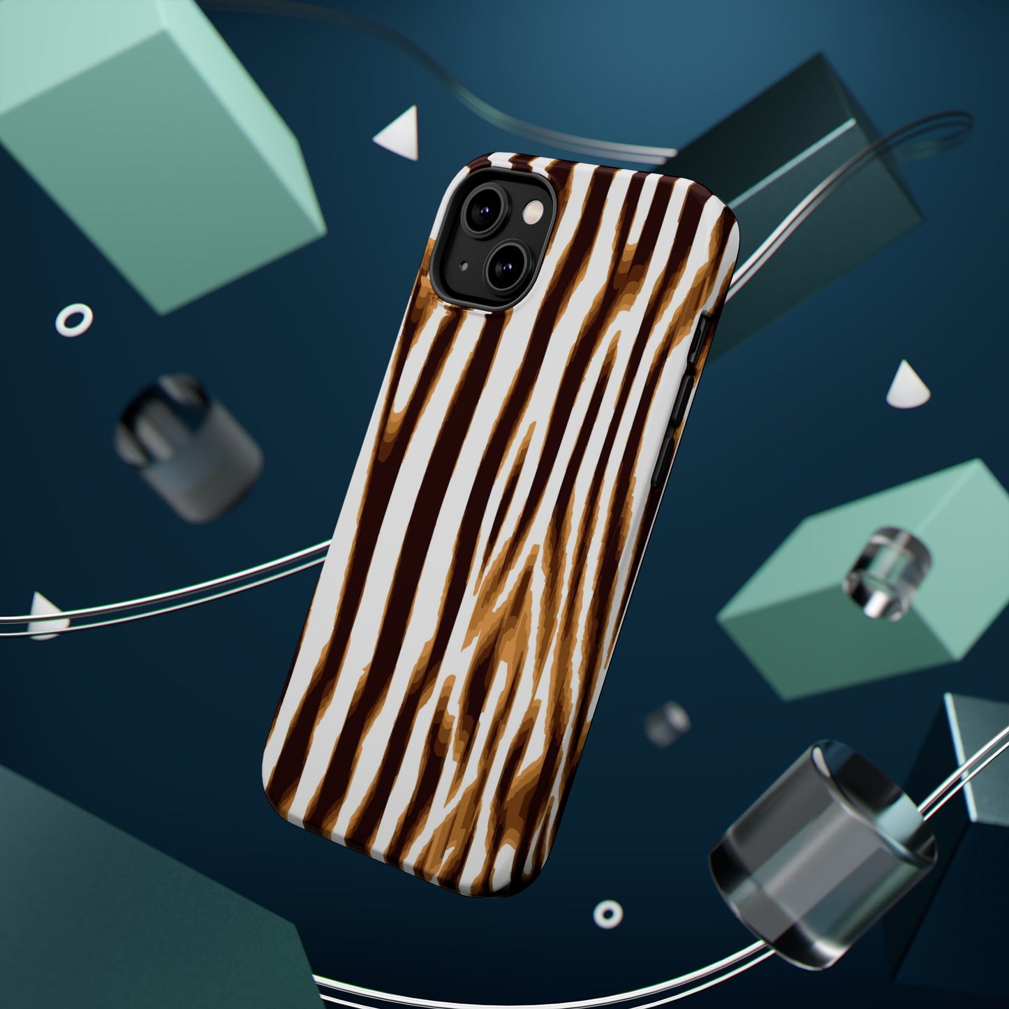 Magnetic Impact-Resistant Phone Case — Brown Zebra Stripe Designer Cover