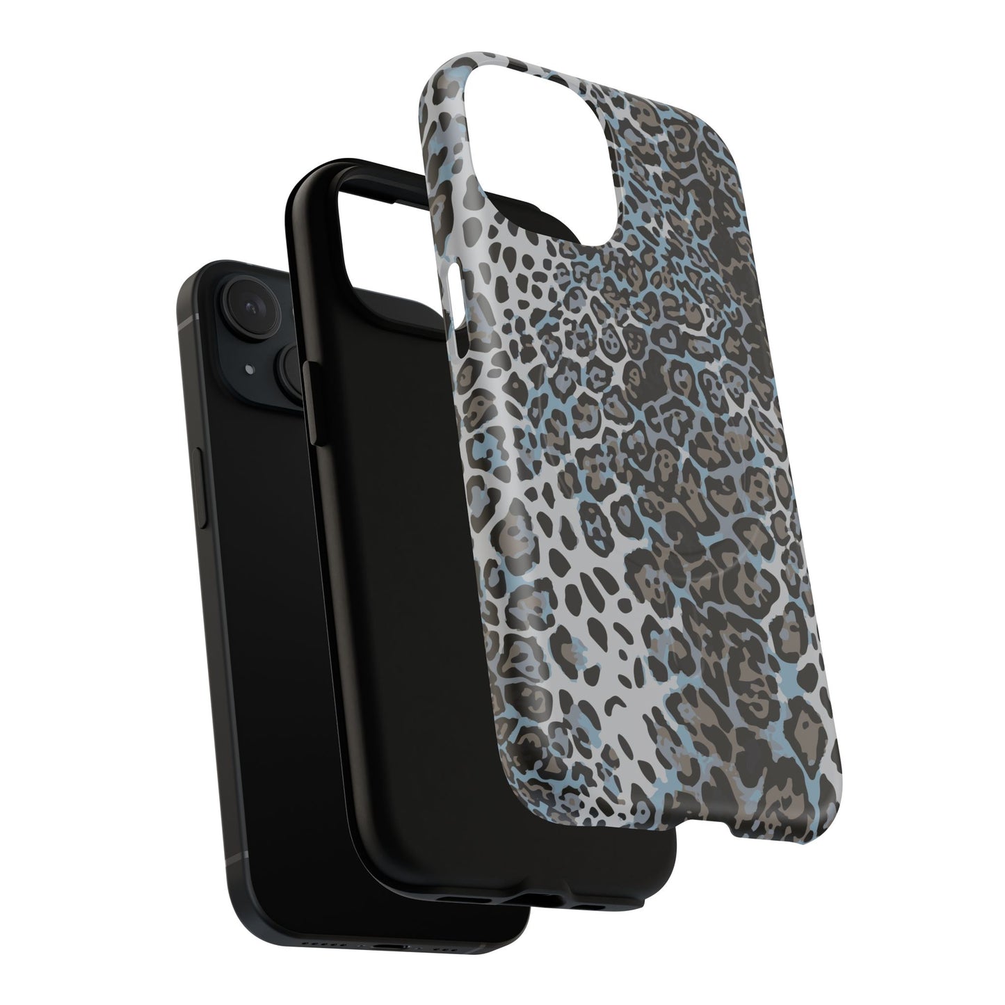 Magnetic Phone Case — Blue Leopard Print Tough Protective Cover