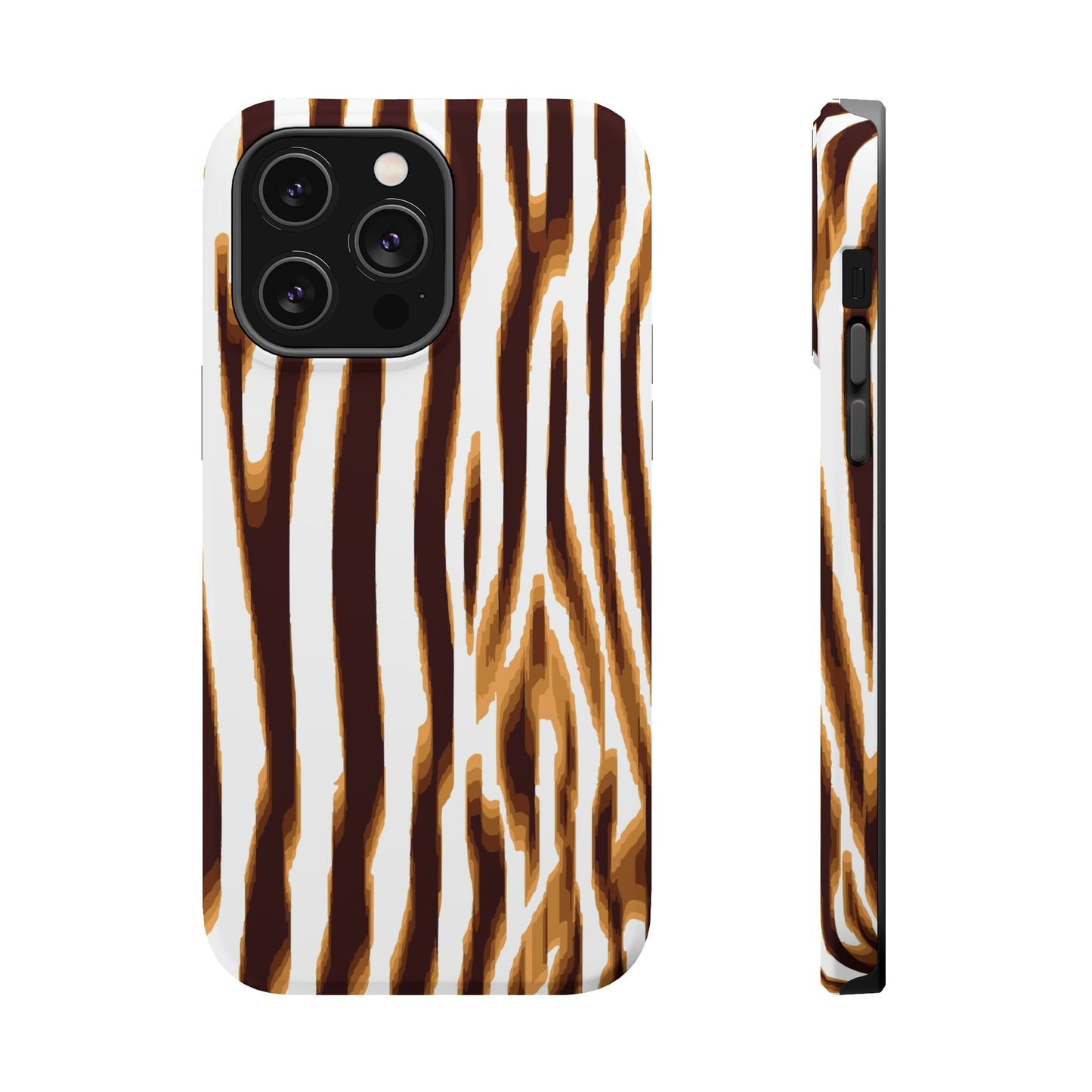 Magnetic Impact-Resistant Phone Case — Brown Zebra Stripe Designer Cover