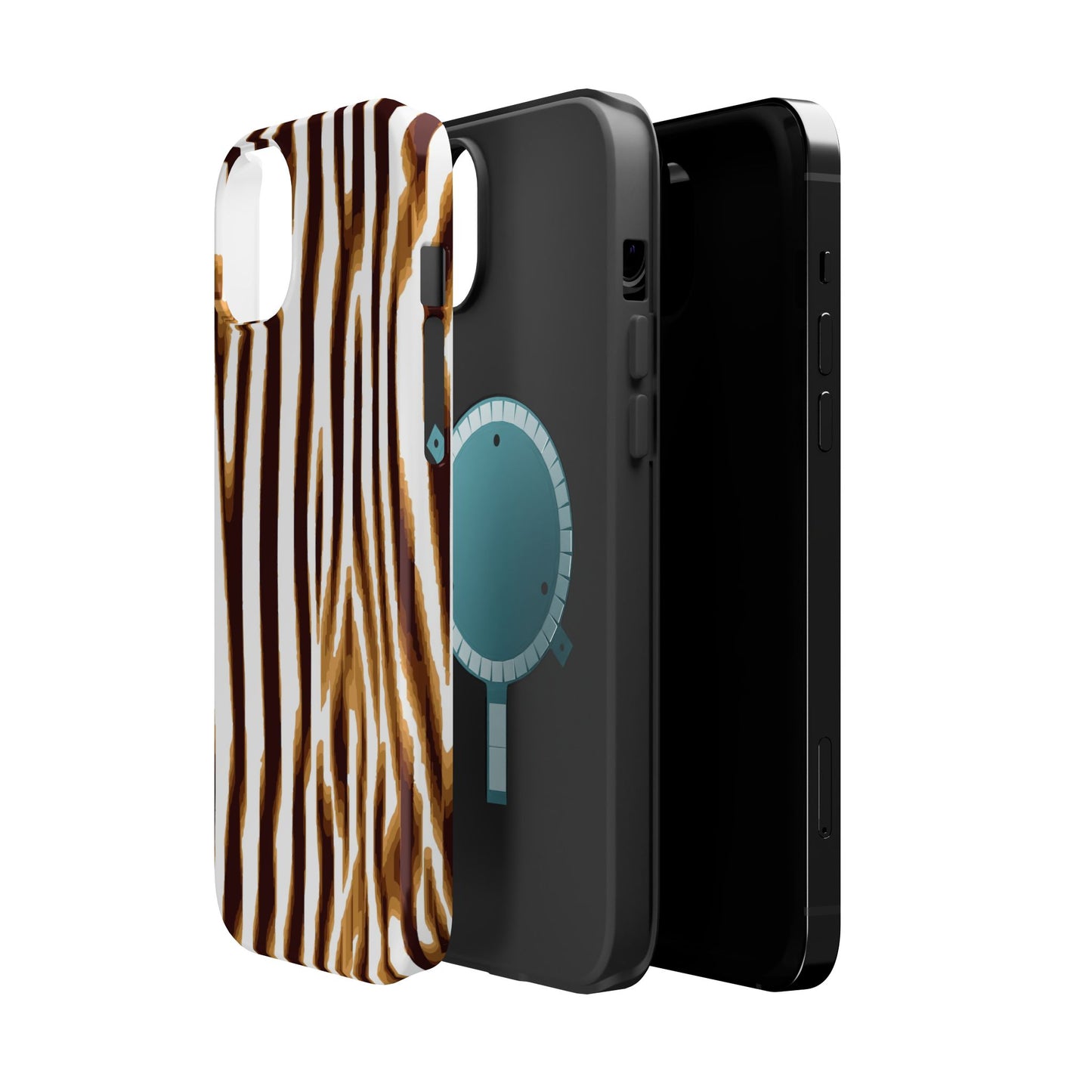 Magnetic Impact-Resistant Phone Case — Brown Zebra Stripe Designer Cover
