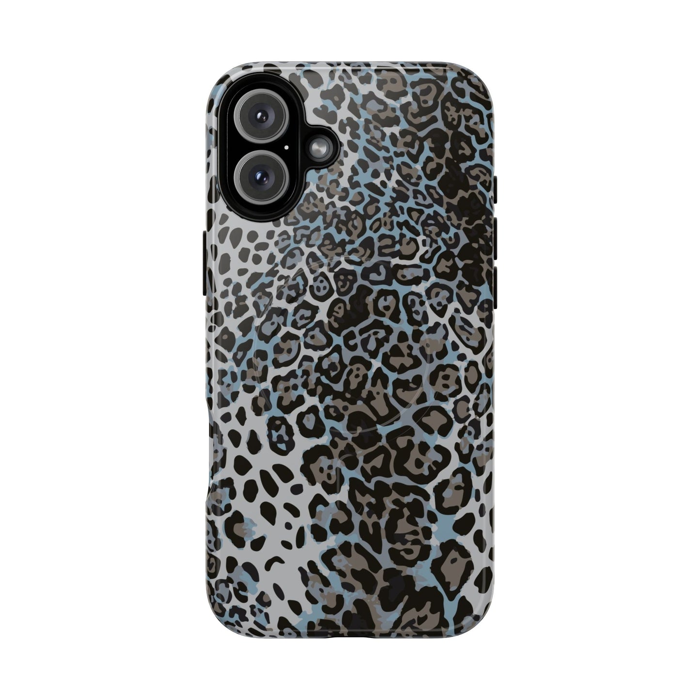 Magnetic Phone Case — Blue Leopard Print Tough Protective Cover