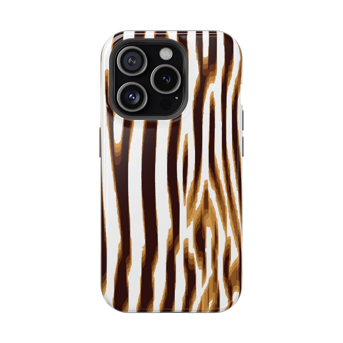 Magnetic Impact-Resistant Phone Case — Brown Zebra Stripe Designer Cover