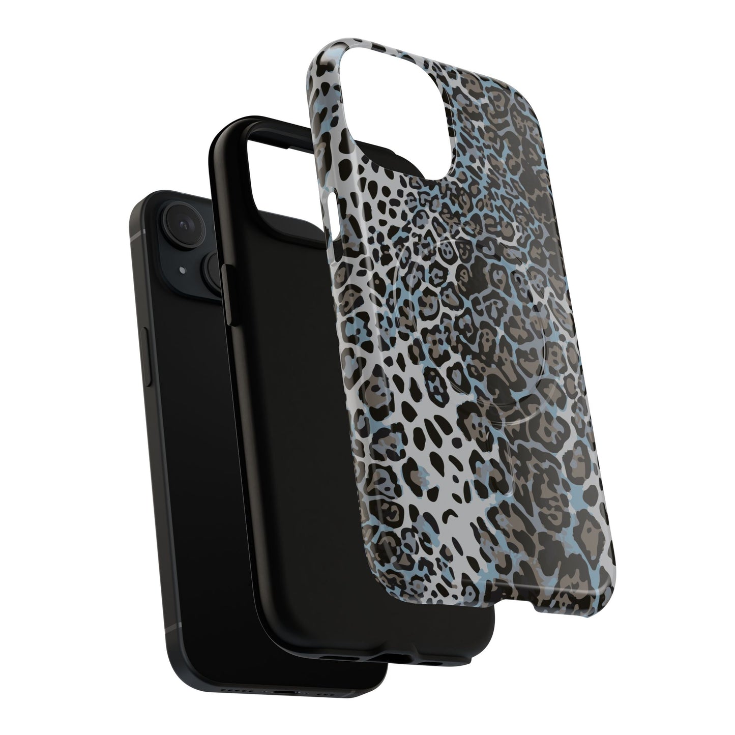 Magnetic Phone Case — Blue Leopard Print Tough Protective Cover