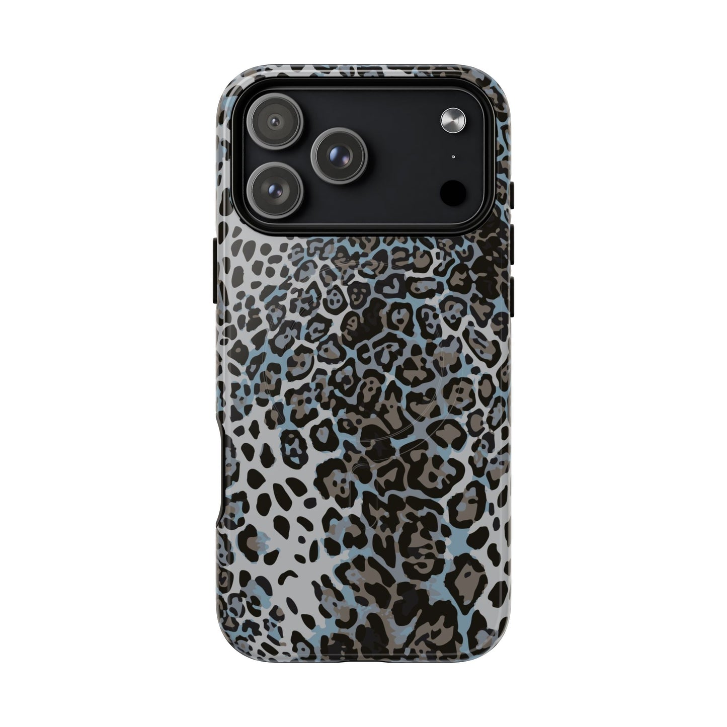 Magnetic Phone Case — Blue Leopard Print Tough Protective Cover