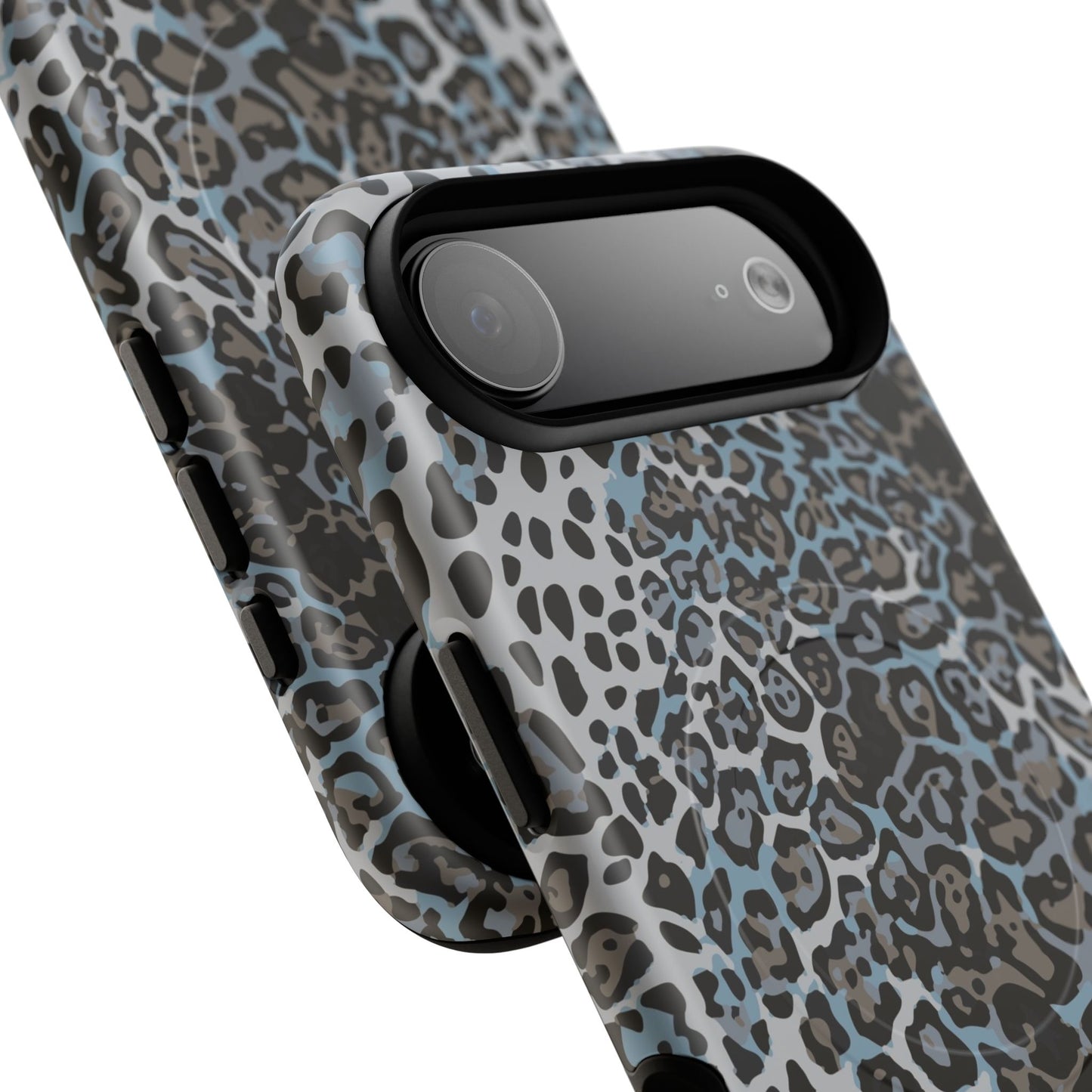Magnetic Phone Case — Blue Leopard Print Tough Protective Cover