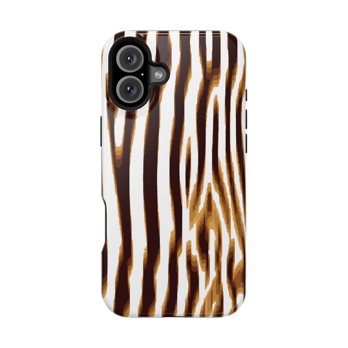 Magnetic Impact-Resistant Phone Case — Brown Zebra Stripe Designer Cover