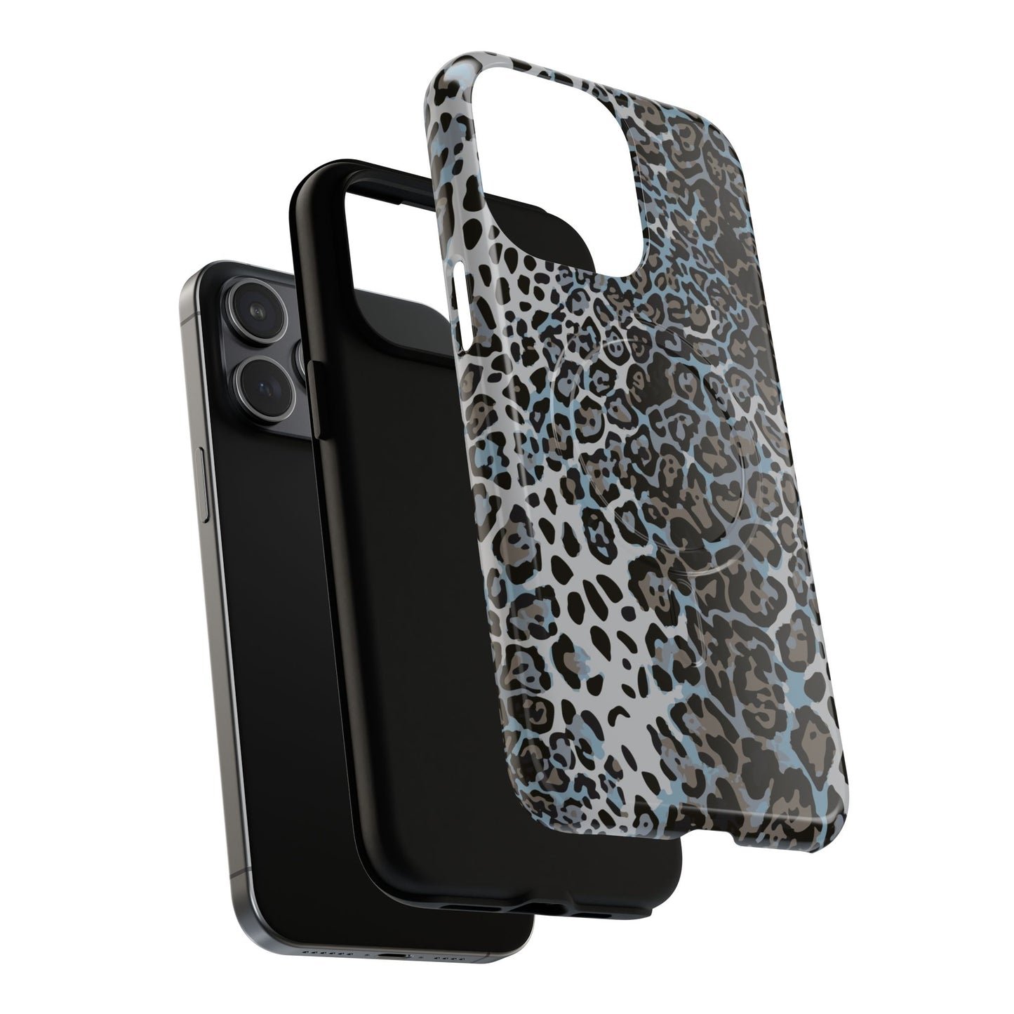 Magnetic Phone Case — Blue Leopard Print Tough Protective Cover