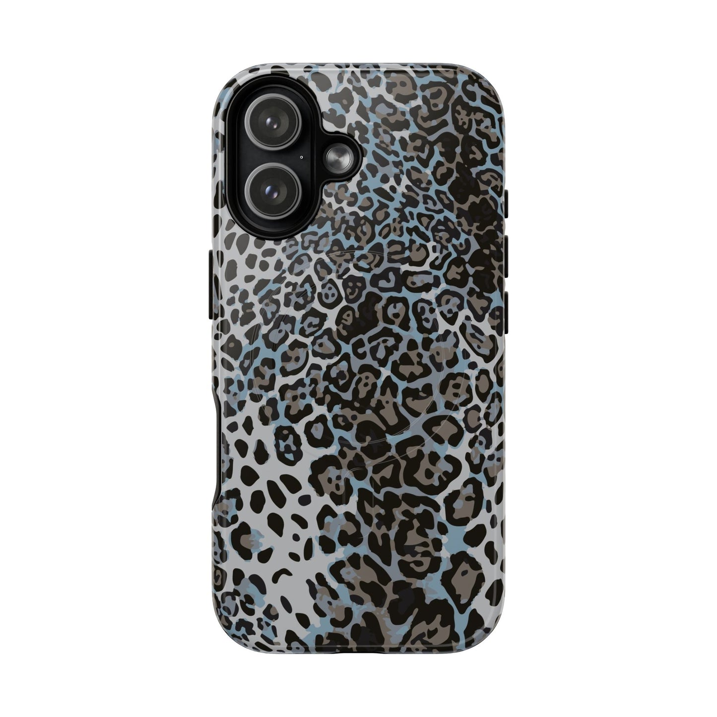 Magnetic Phone Case — Blue Leopard Print Tough Protective Cover
