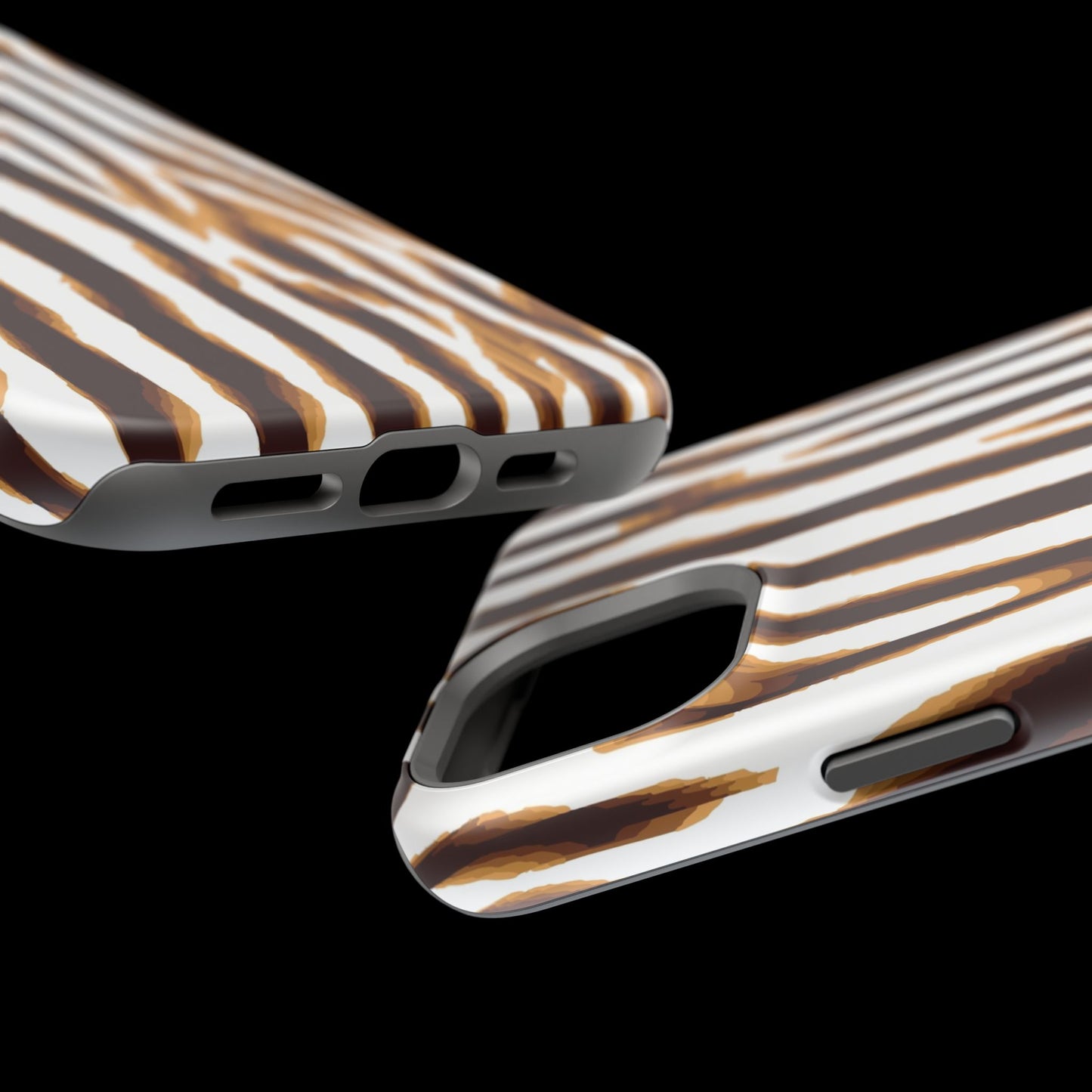 Magnetic Impact-Resistant Phone Case — Brown Zebra Stripe Designer Cover