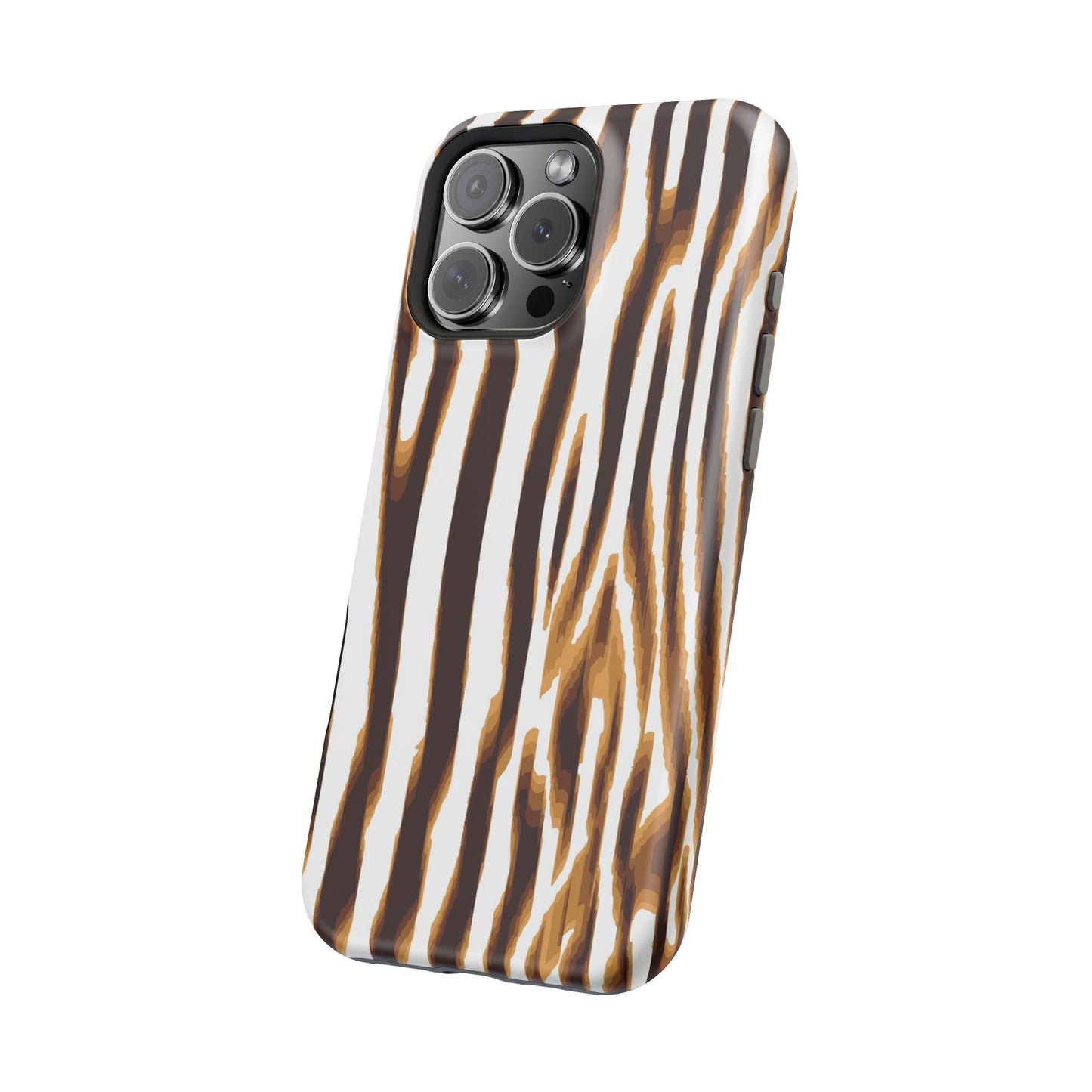 Magnetic Impact-Resistant Phone Case — Brown Zebra Stripe Designer Cover