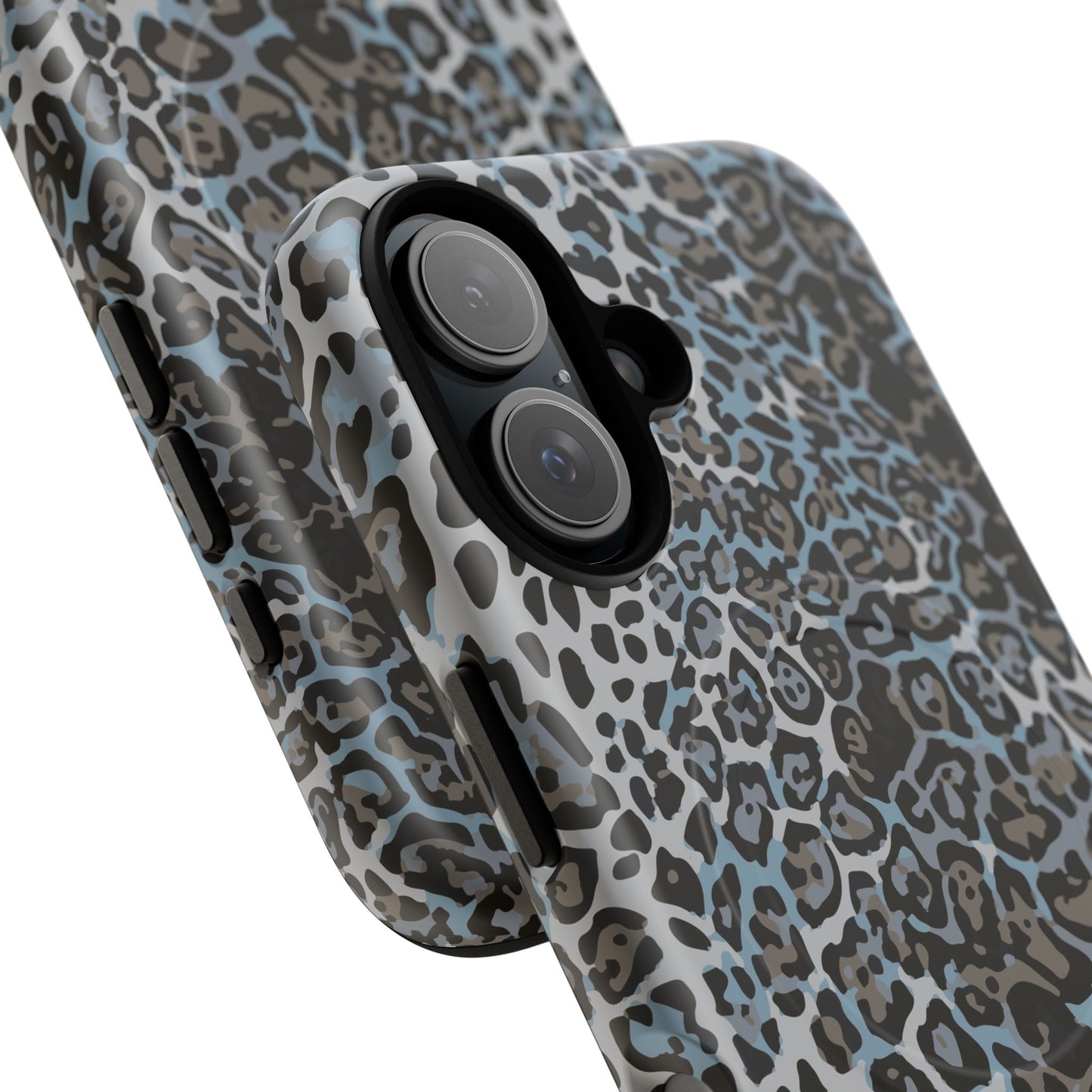 Magnetic Phone Case — Blue Leopard Print Tough Protective Cover