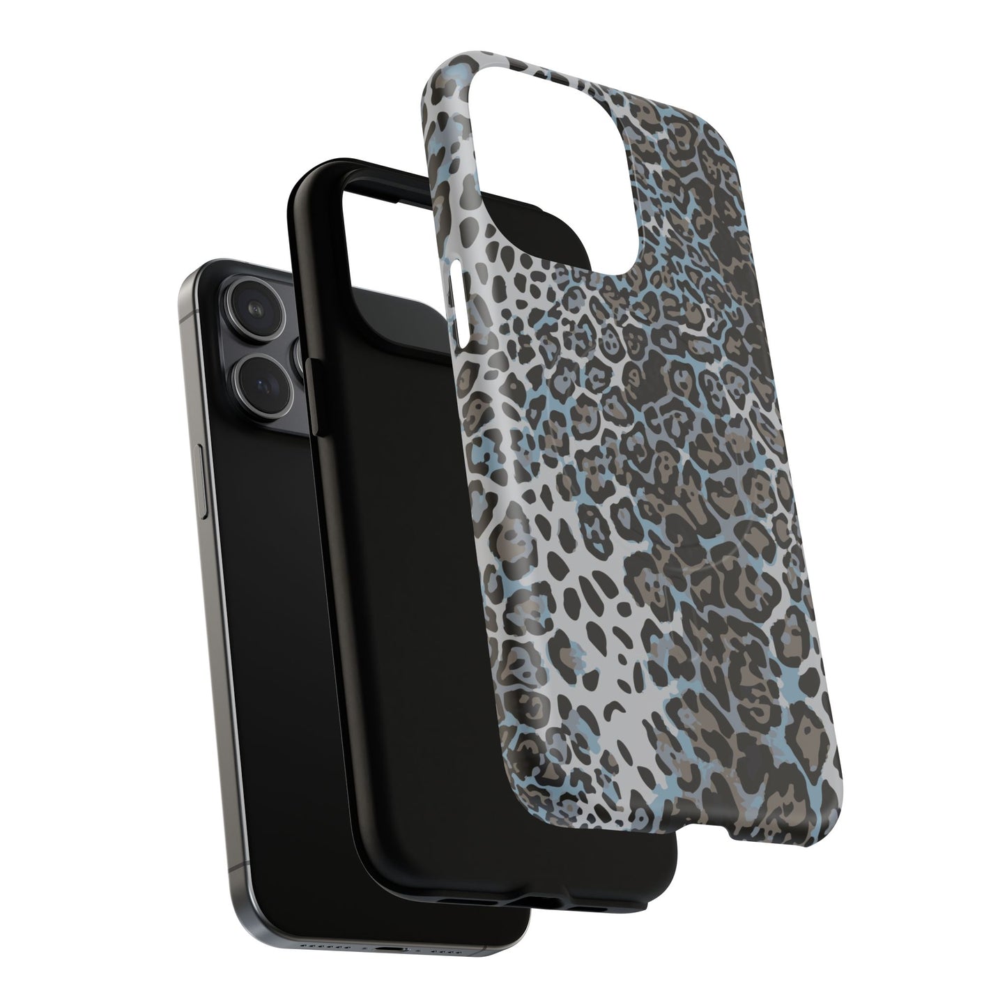 Magnetic Phone Case — Blue Leopard Print Tough Protective Cover