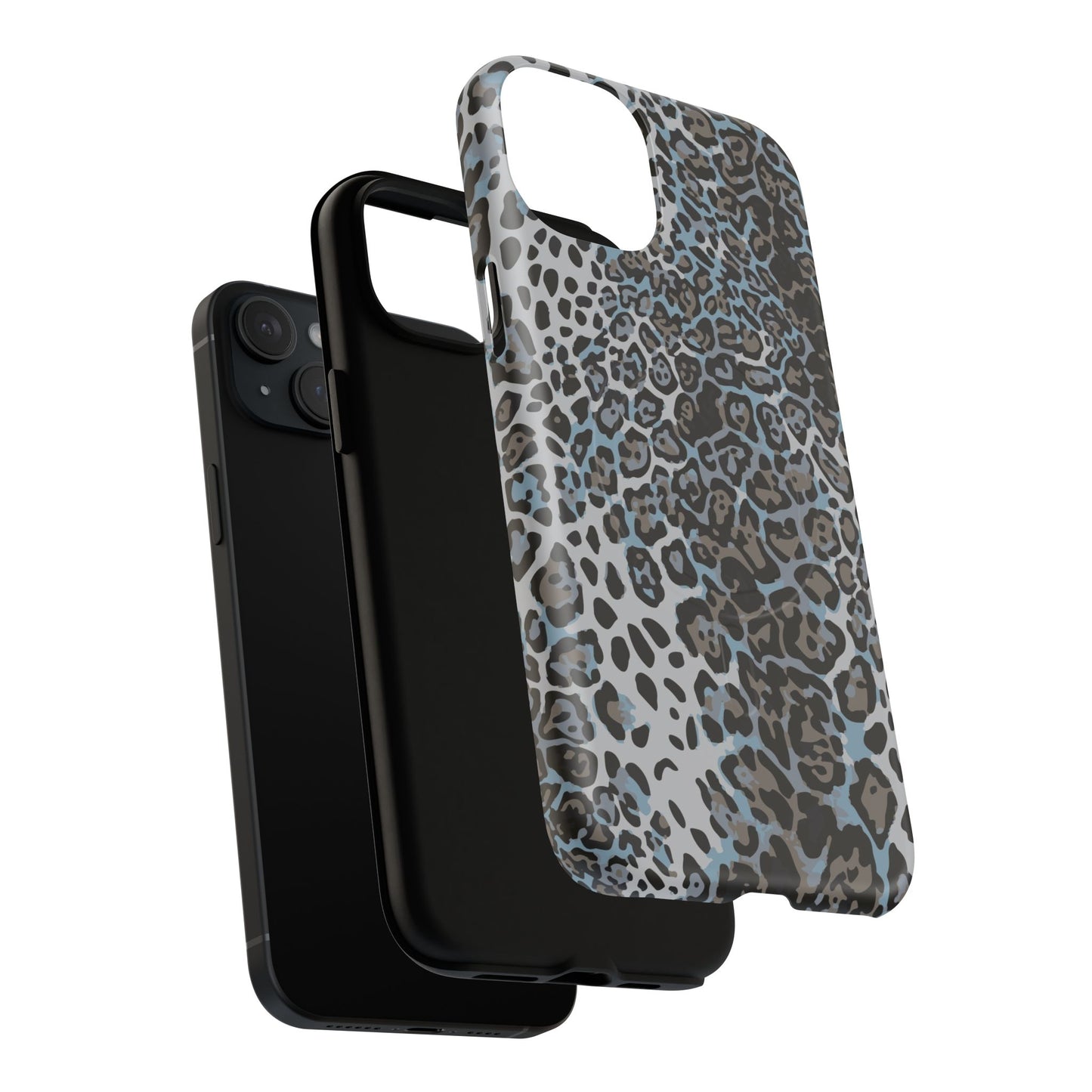 Magnetic Phone Case — Blue Leopard Print Tough Protective Cover