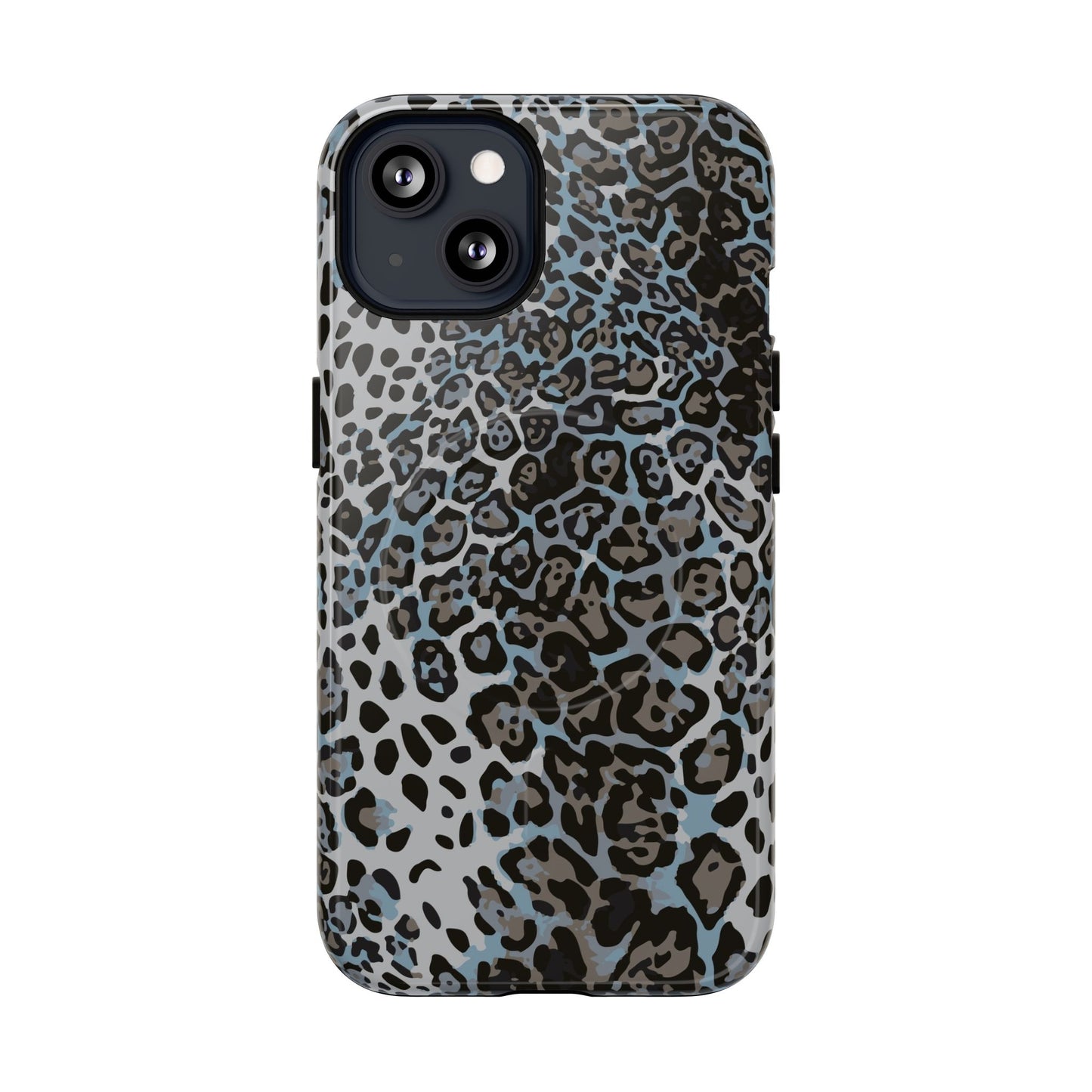 Magnetic Phone Case — Blue Leopard Print Tough Protective Cover