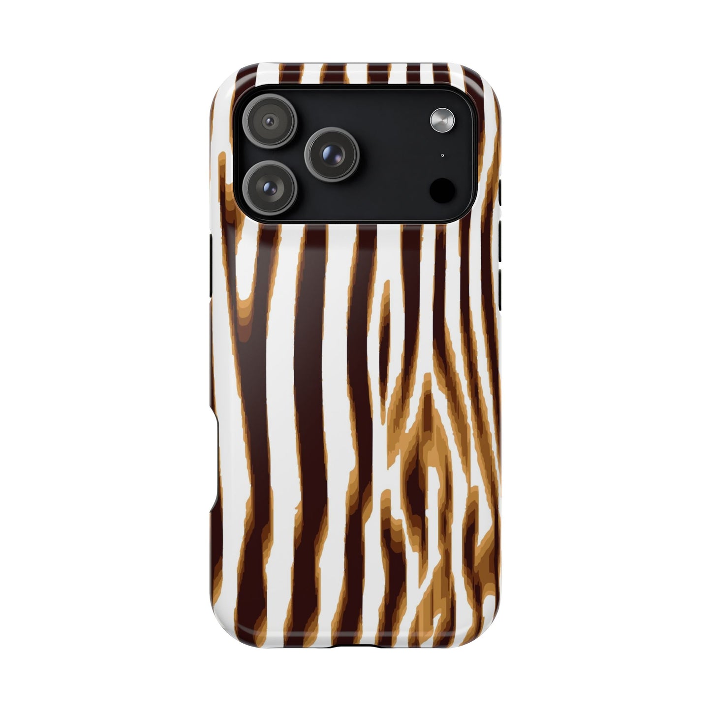 Magnetic Impact-Resistant Phone Case — Brown Zebra Stripe Designer Cover