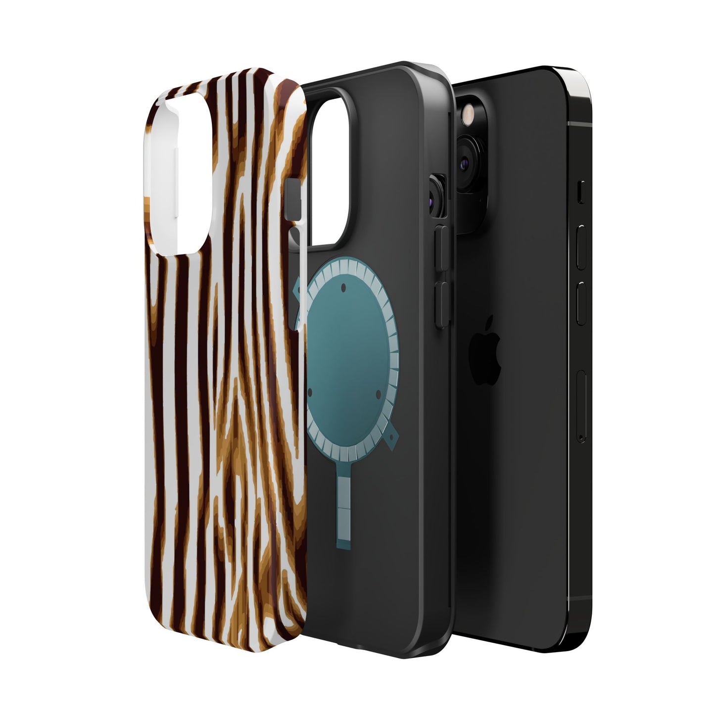 Magnetic Impact-Resistant Phone Case — Brown Zebra Stripe Designer Cover