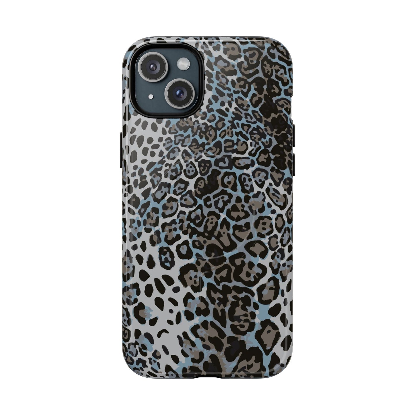 Magnetic Phone Case — Blue Leopard Print Tough Protective Cover