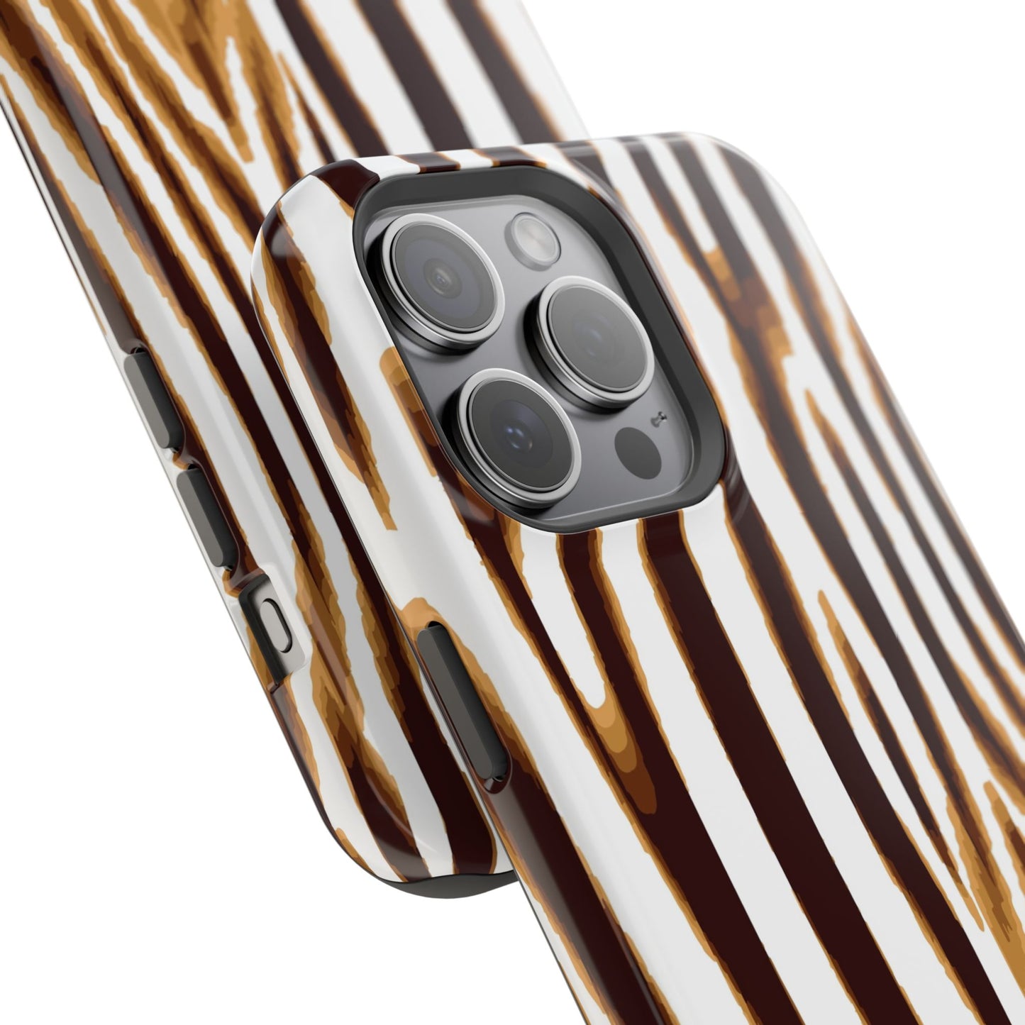 Magnetic Impact-Resistant Phone Case — Brown Zebra Stripe Designer Cover