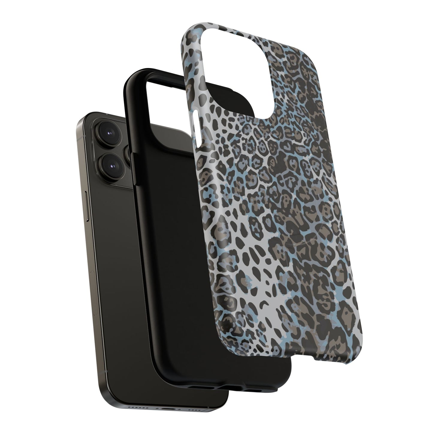 Magnetic Phone Case — Blue Leopard Print Tough Protective Cover