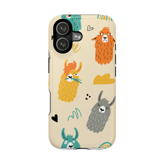 Cute Llama Pattern Magnetic Impact-Resistant Phone Case