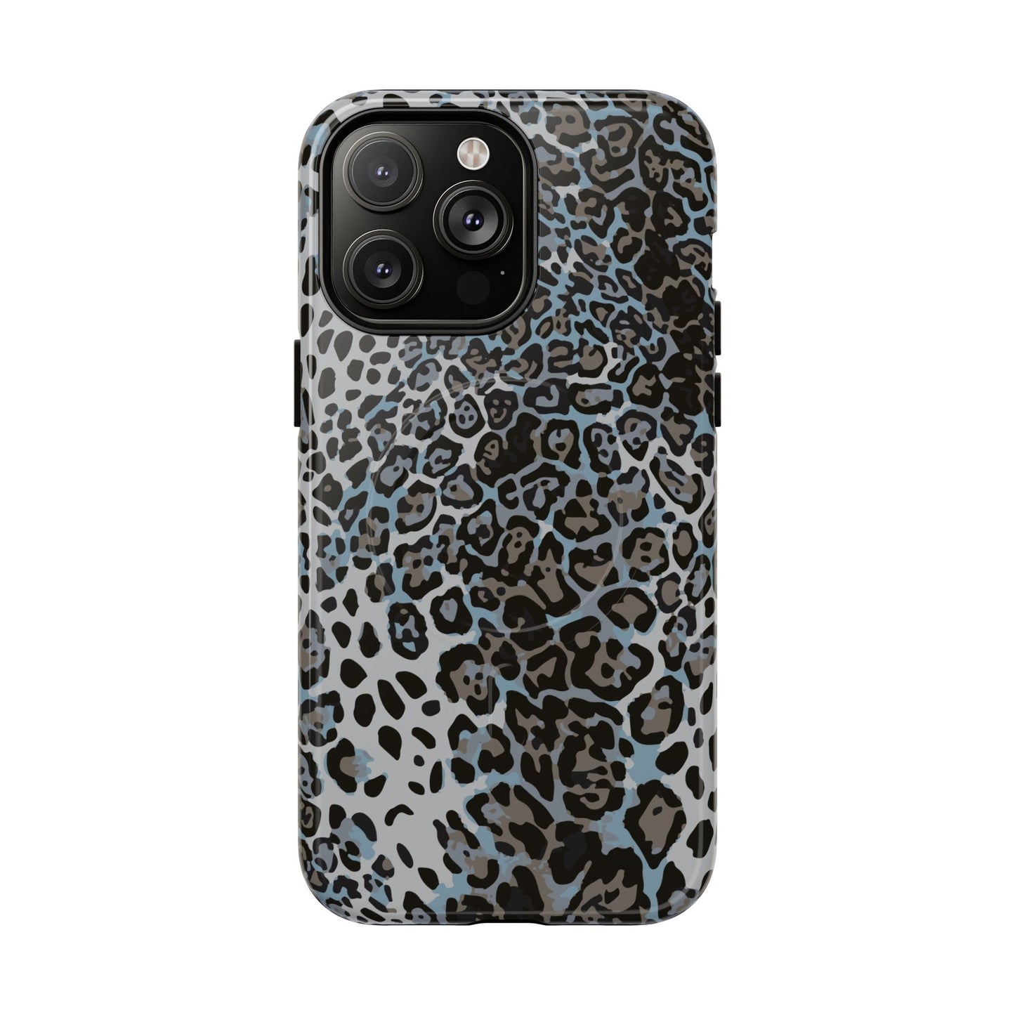 Magnetic Phone Case — Blue Leopard Print Tough Protective Cover