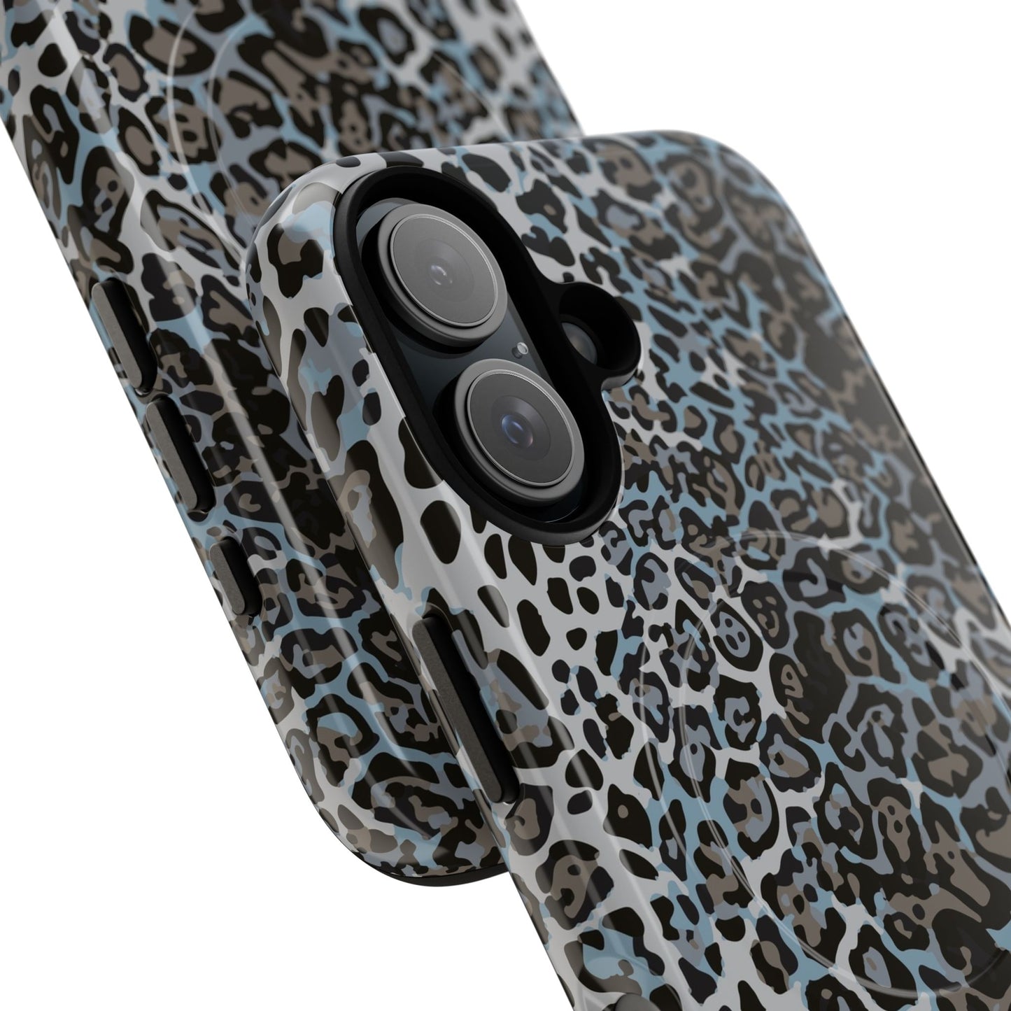 Magnetic Phone Case — Blue Leopard Print Tough Protective Cover