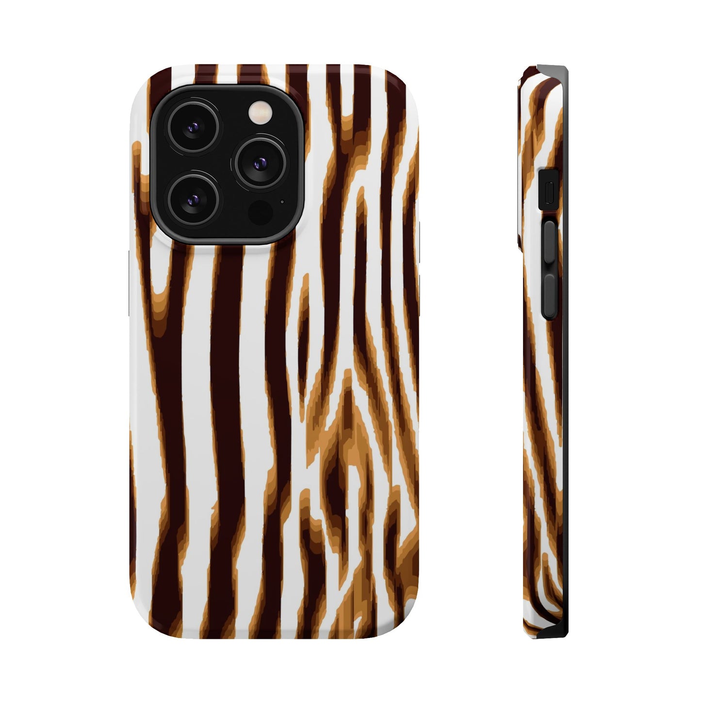 Magnetic Impact-Resistant Phone Case — Brown Zebra Stripe Designer Cover