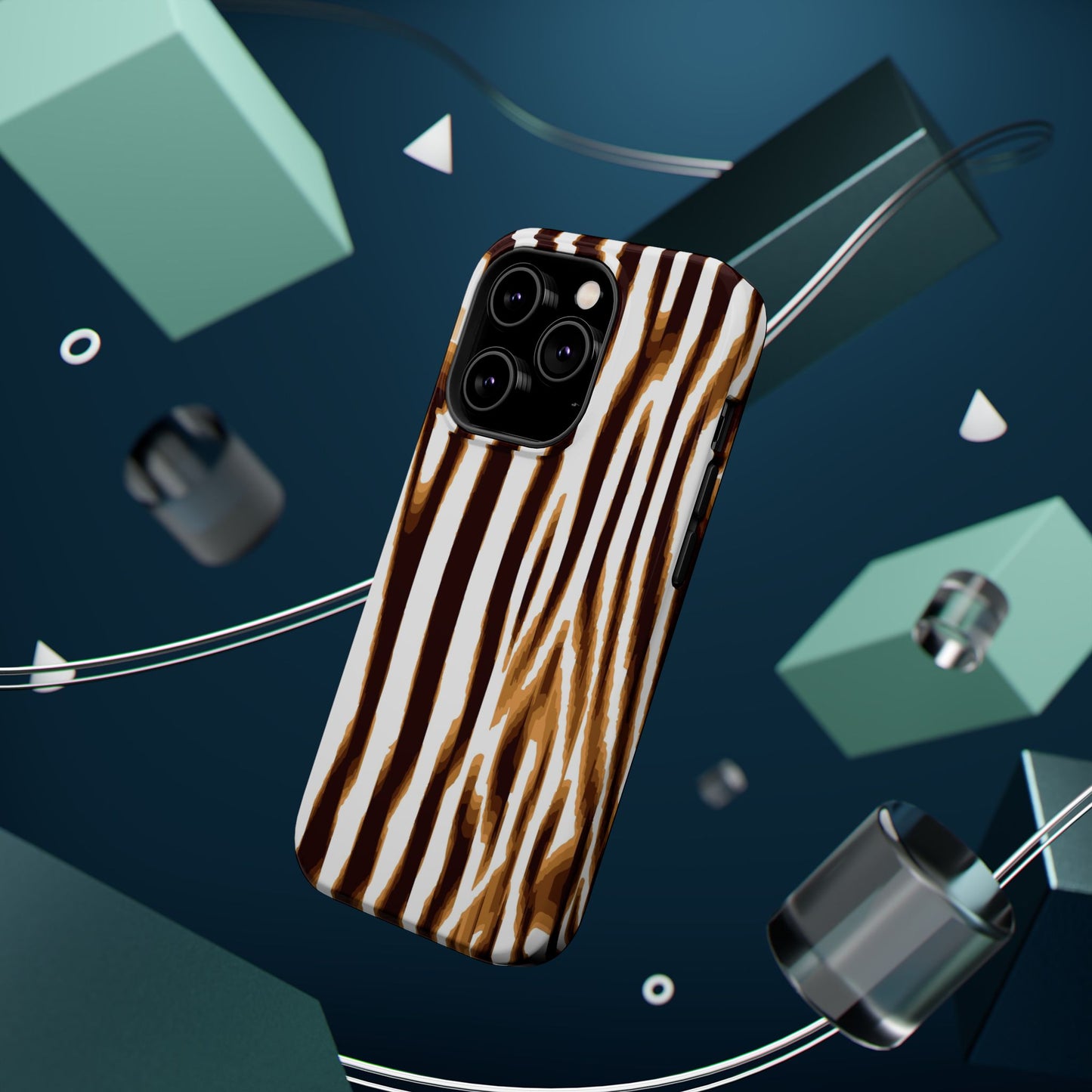 Magnetic Impact-Resistant Phone Case — Brown Zebra Stripe Designer Cover