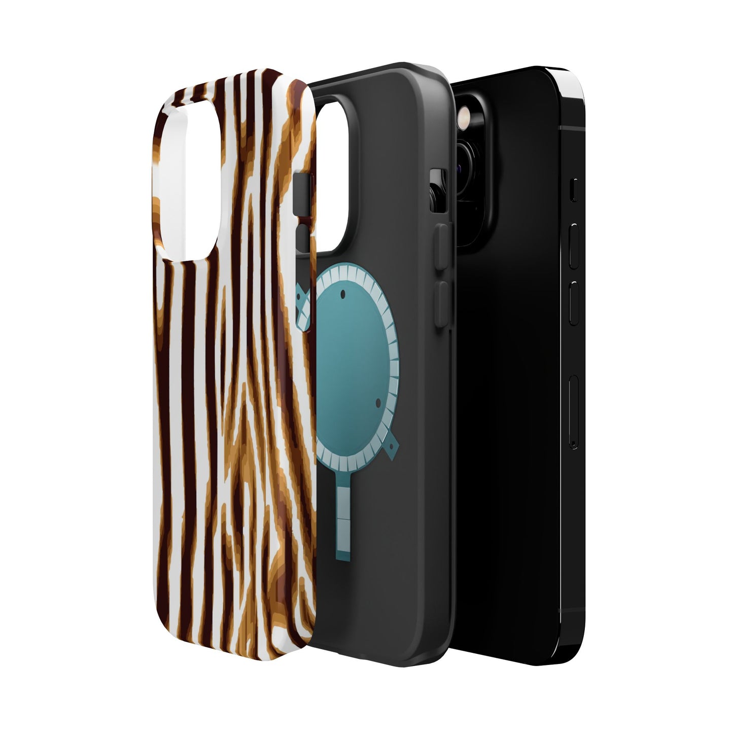 Magnetic Impact-Resistant Phone Case — Brown Zebra Stripe Designer Cover