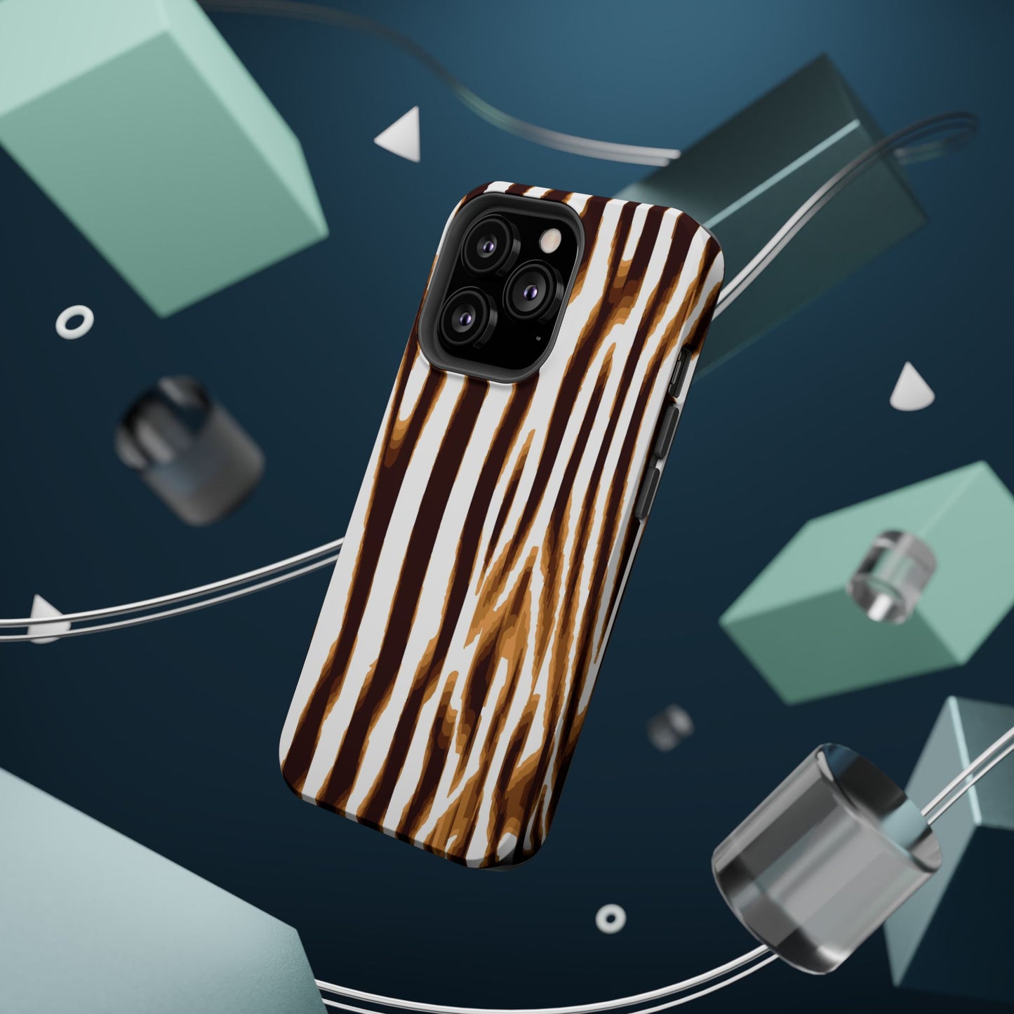 Magnetic Impact-Resistant Phone Case — Brown Zebra Stripe Designer Cover