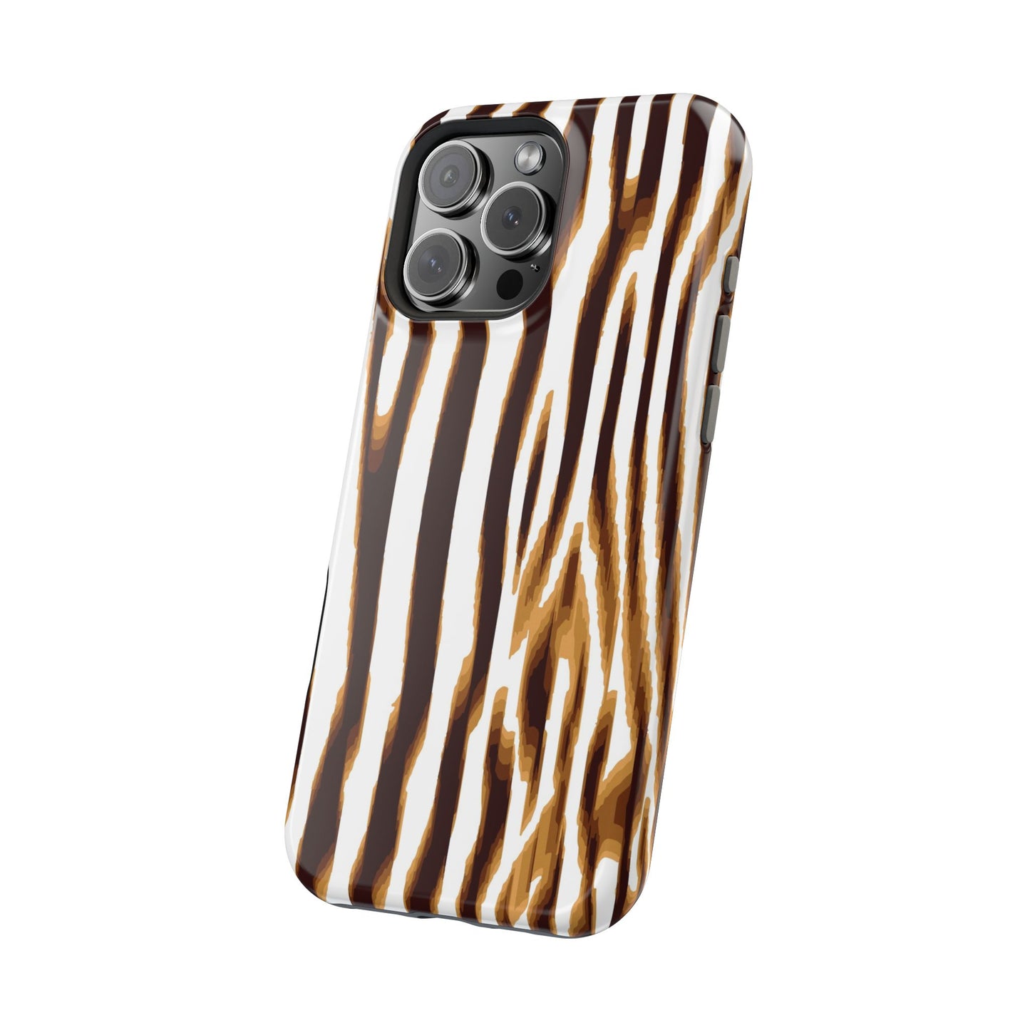 Magnetic Impact-Resistant Phone Case — Brown Zebra Stripe Designer Cover