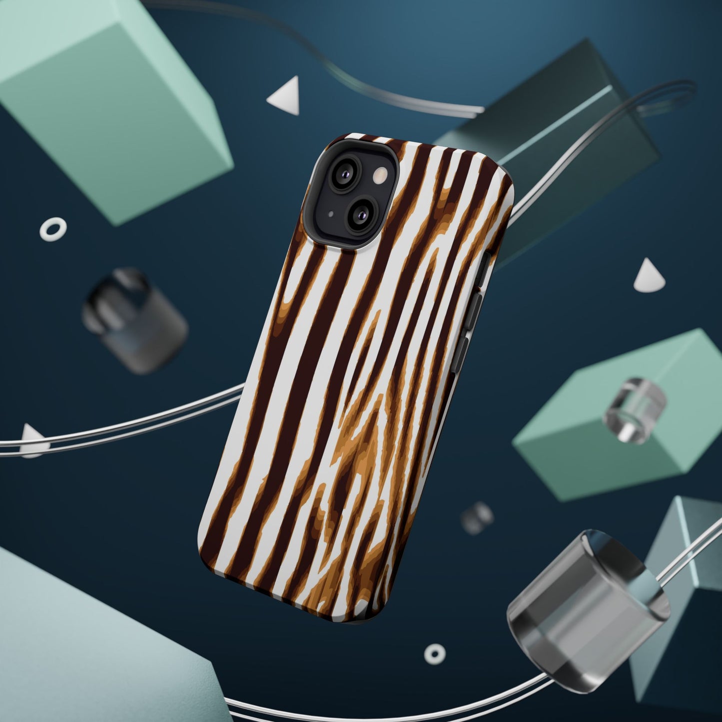Magnetic Impact-Resistant Phone Case — Brown Zebra Stripe Designer Cover