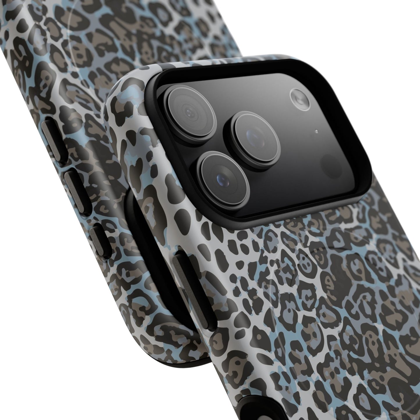 Magnetic Phone Case — Blue Leopard Print Tough Protective Cover
