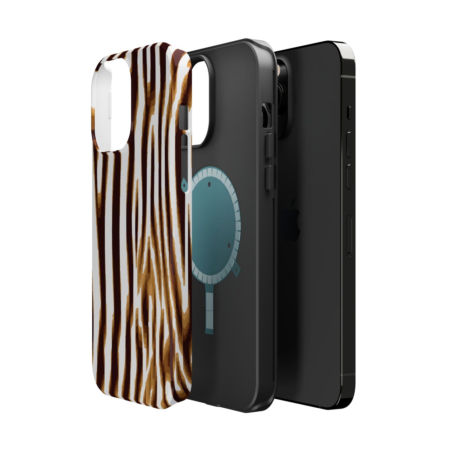 Magnetic Impact-Resistant Phone Case — Brown Zebra Stripe Designer Cover
