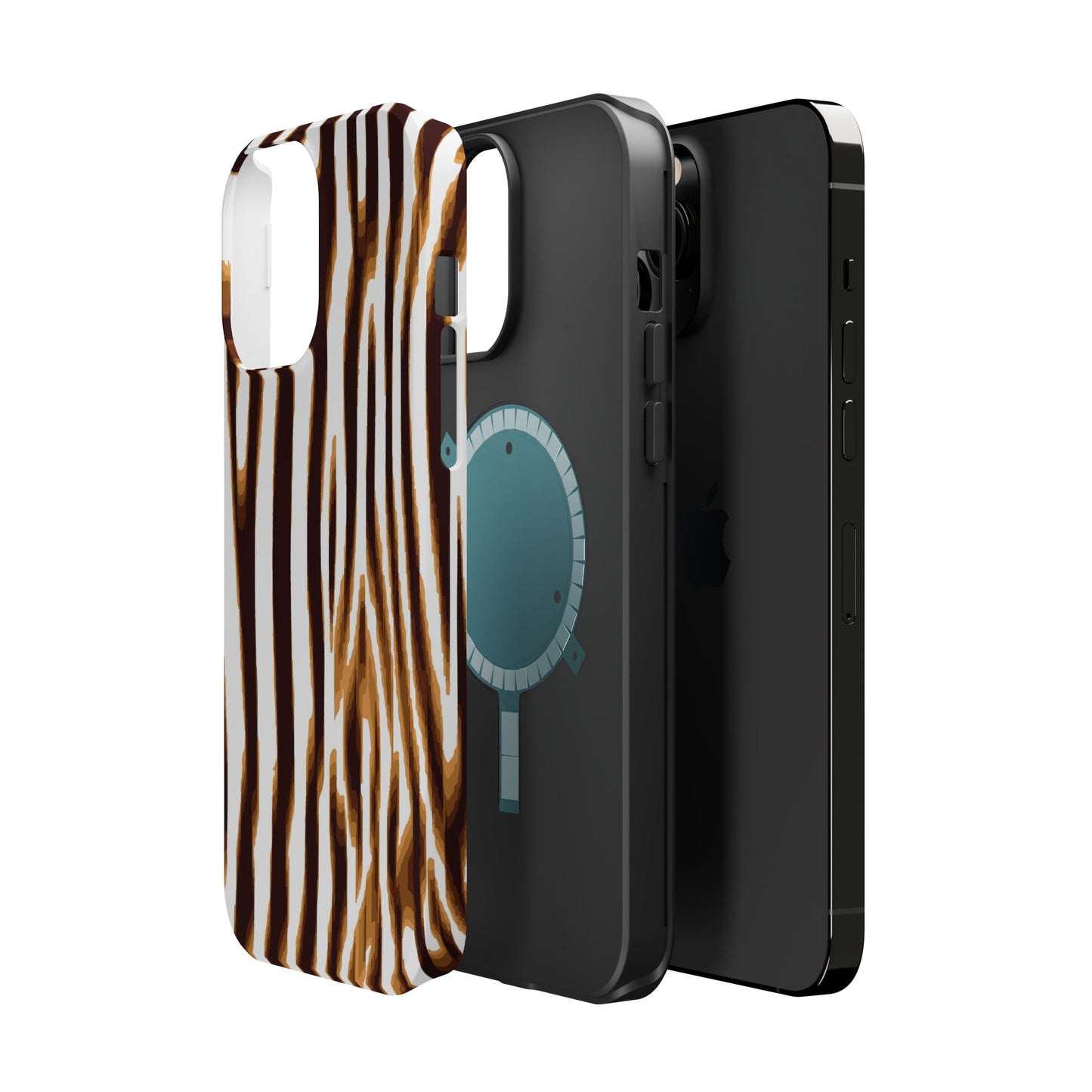 Magnetic Impact-Resistant Phone Case — Brown Zebra Stripe Designer Cover