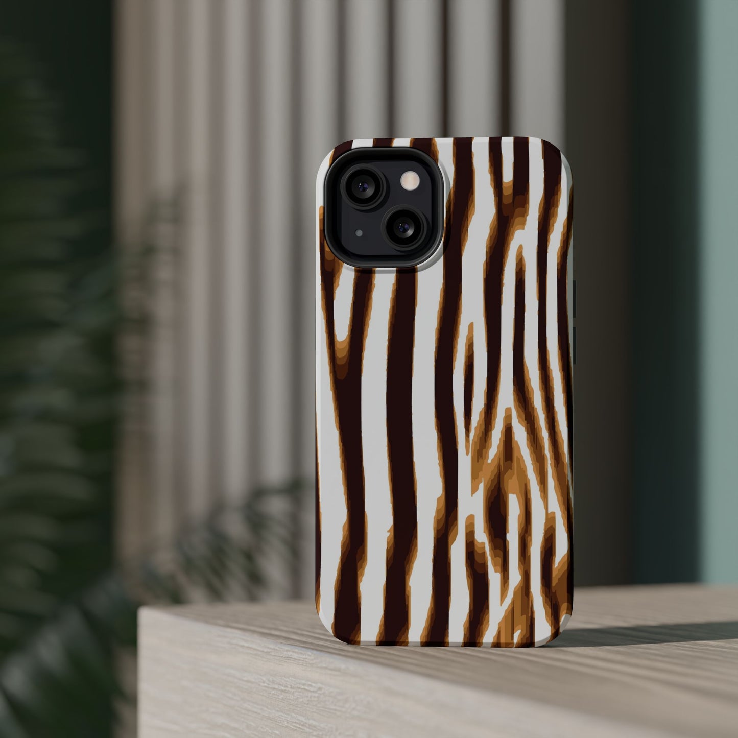 Magnetic Impact-Resistant Phone Case — Brown Zebra Stripe Designer Cover