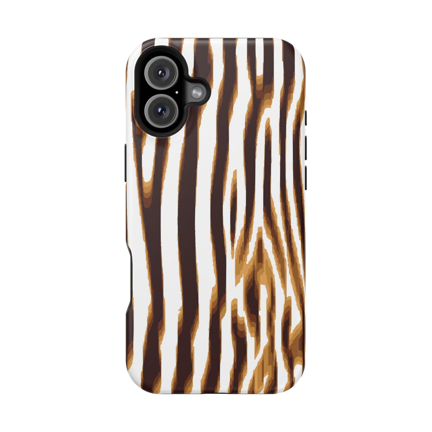 Magnetic Impact-Resistant Phone Case — Brown Zebra Stripe Designer Cover