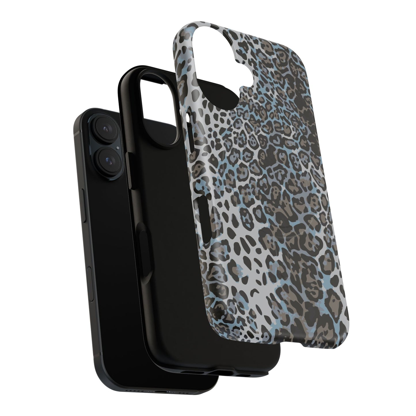 Magnetic Phone Case — Blue Leopard Print Tough Protective Cover