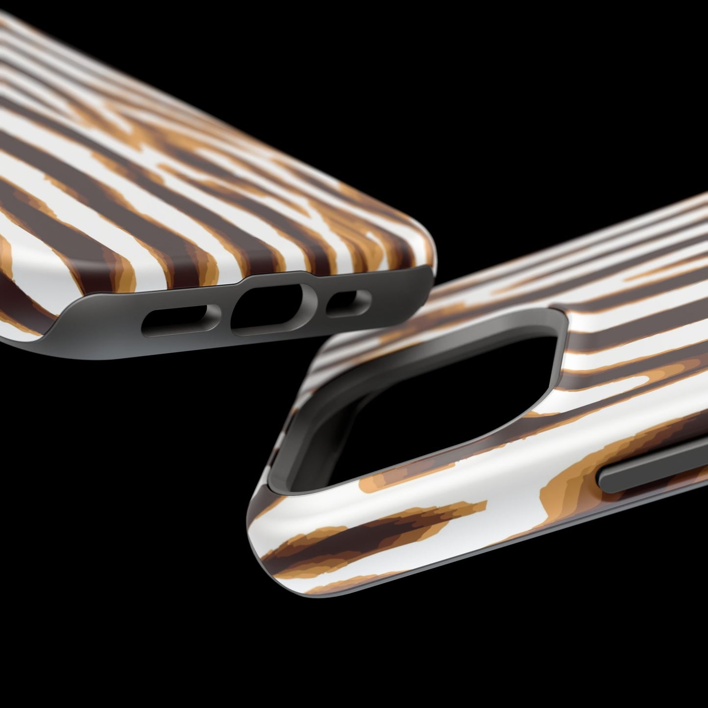 Magnetic Impact-Resistant Phone Case — Brown Zebra Stripe Designer Cover