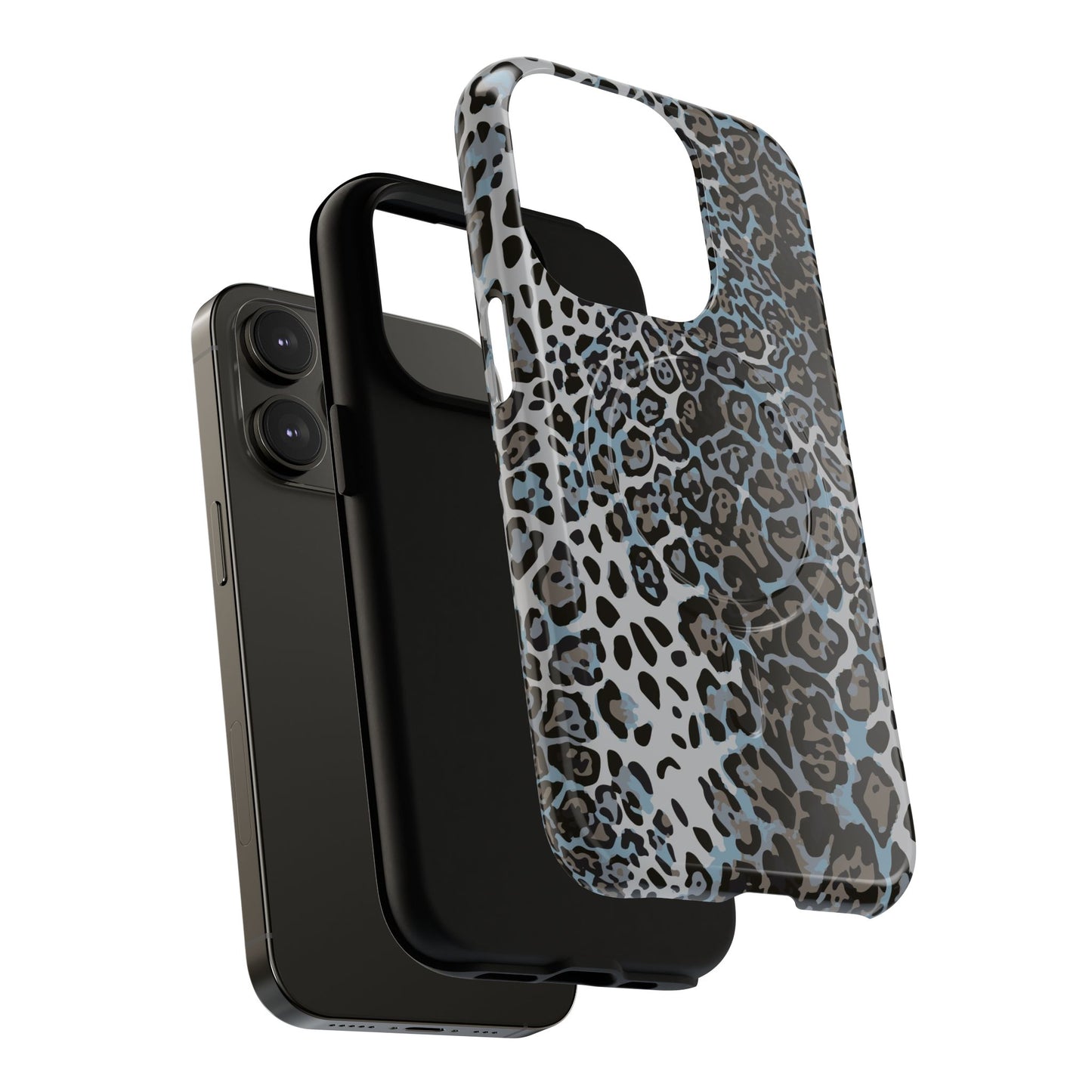 Magnetic Phone Case — Blue Leopard Print Tough Protective Cover