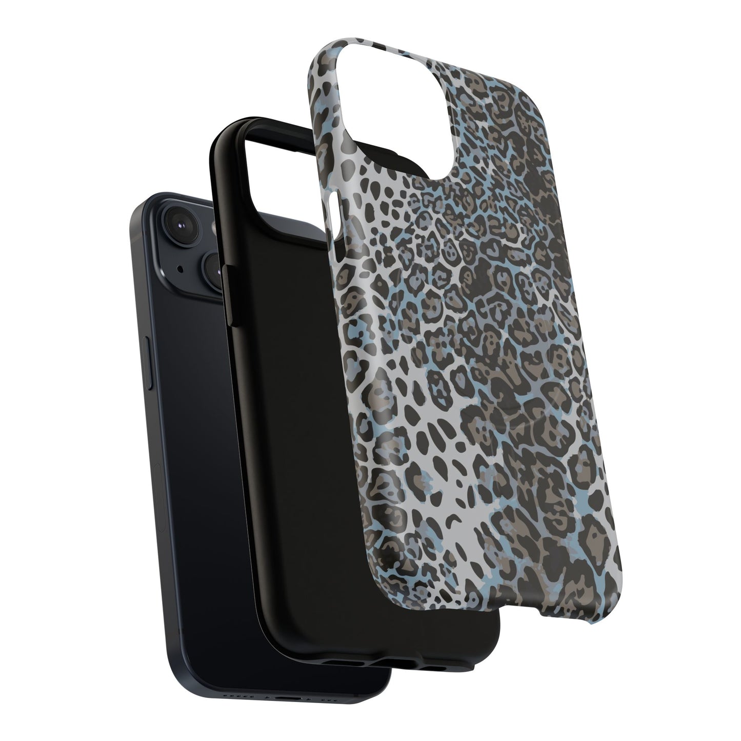 Magnetic Phone Case — Blue Leopard Print Tough Protective Cover