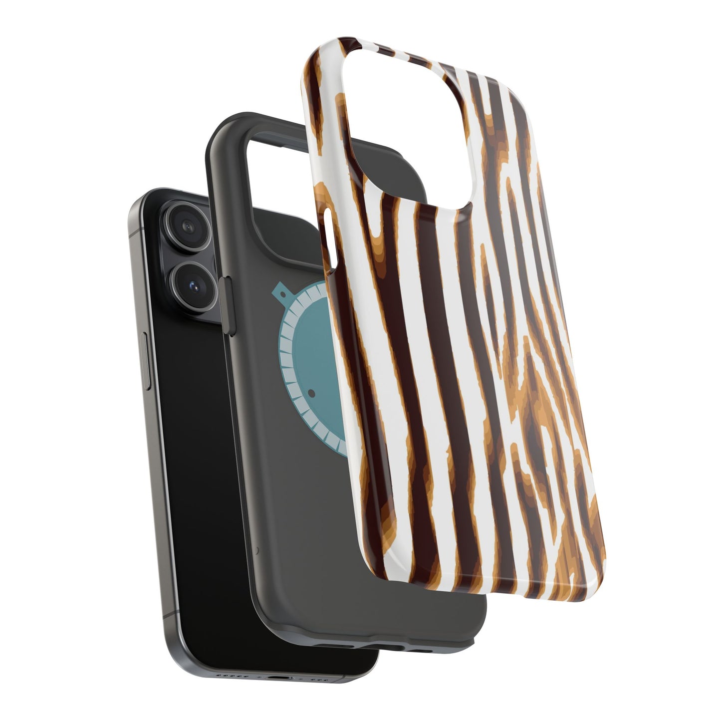 Magnetic Impact-Resistant Phone Case — Brown Zebra Stripe Designer Cover