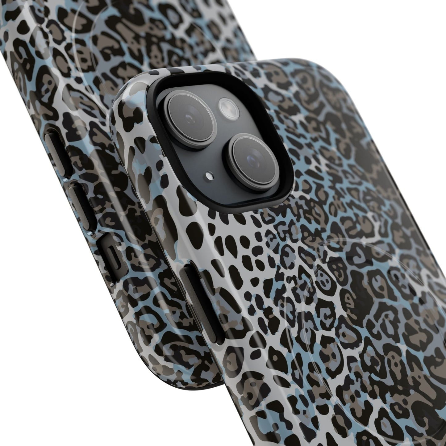 Magnetic Phone Case — Blue Leopard Print Tough Protective Cover