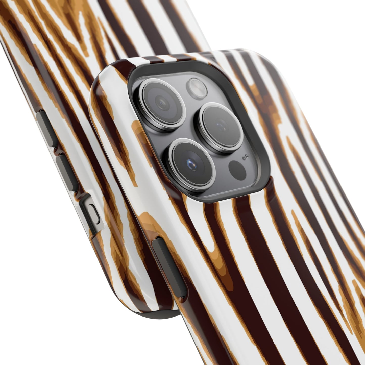 Magnetic Impact-Resistant Phone Case — Brown Zebra Stripe Designer Cover