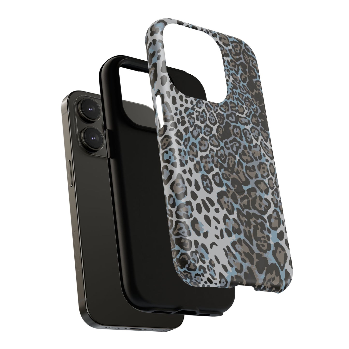 Magnetic Phone Case — Blue Leopard Print Tough Protective Cover