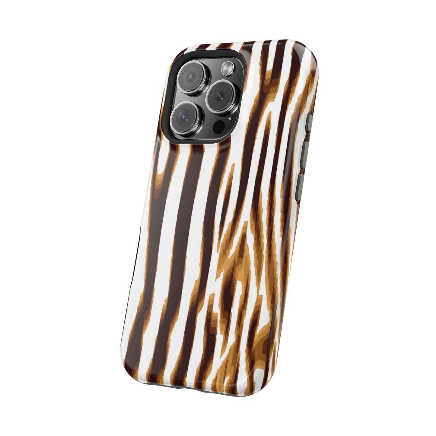 Magnetic Impact-Resistant Phone Case — Brown Zebra Stripe Designer Cover