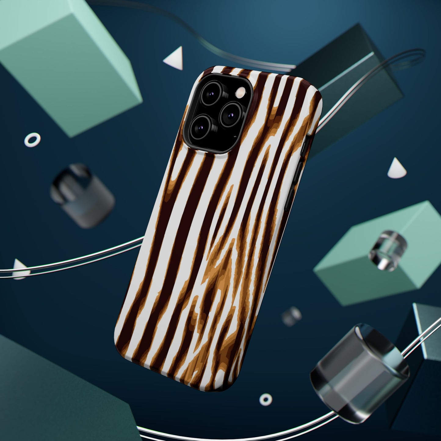 Magnetic Impact-Resistant Phone Case — Brown Zebra Stripe Designer Cover