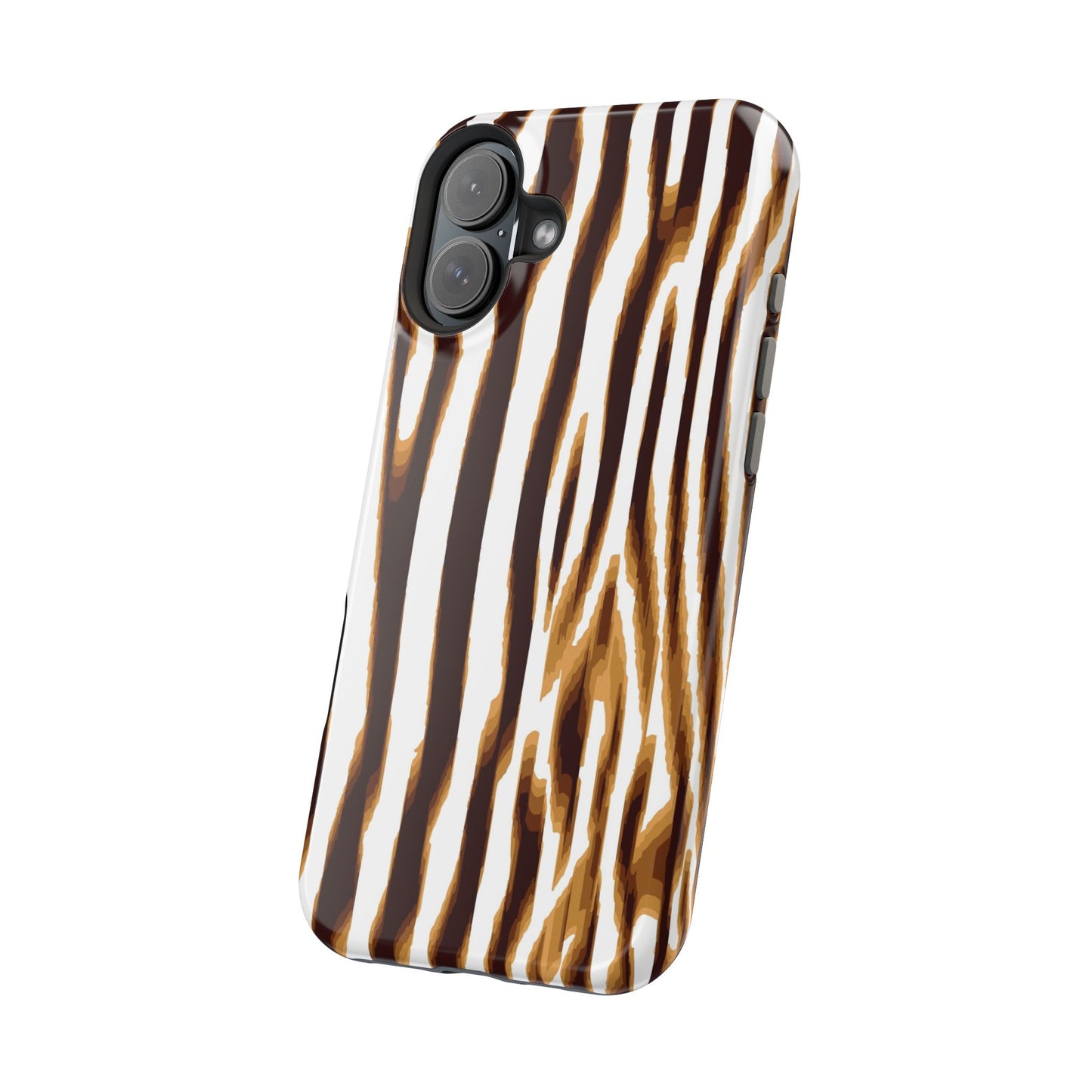 Magnetic Impact-Resistant Phone Case — Brown Zebra Stripe Designer Cover