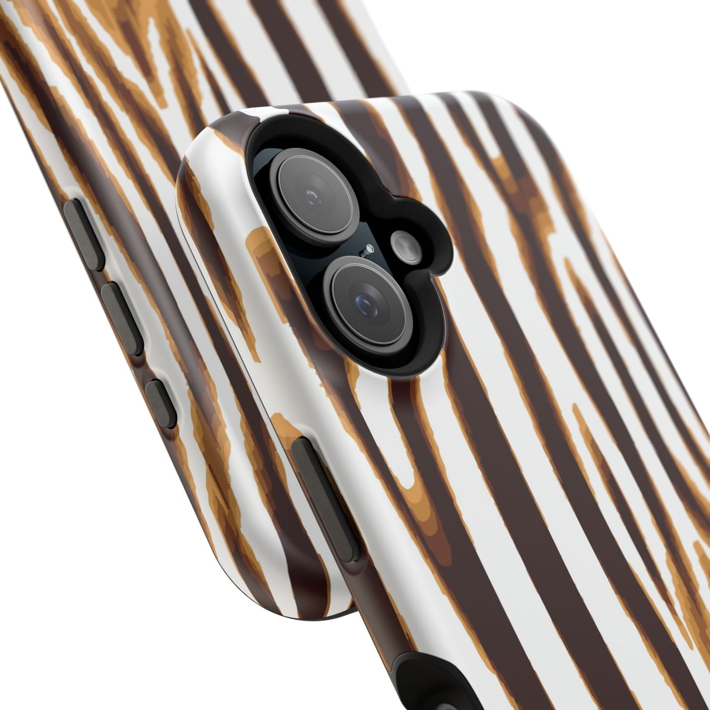 Magnetic Impact-Resistant Phone Case — Brown Zebra Stripe Designer Cover